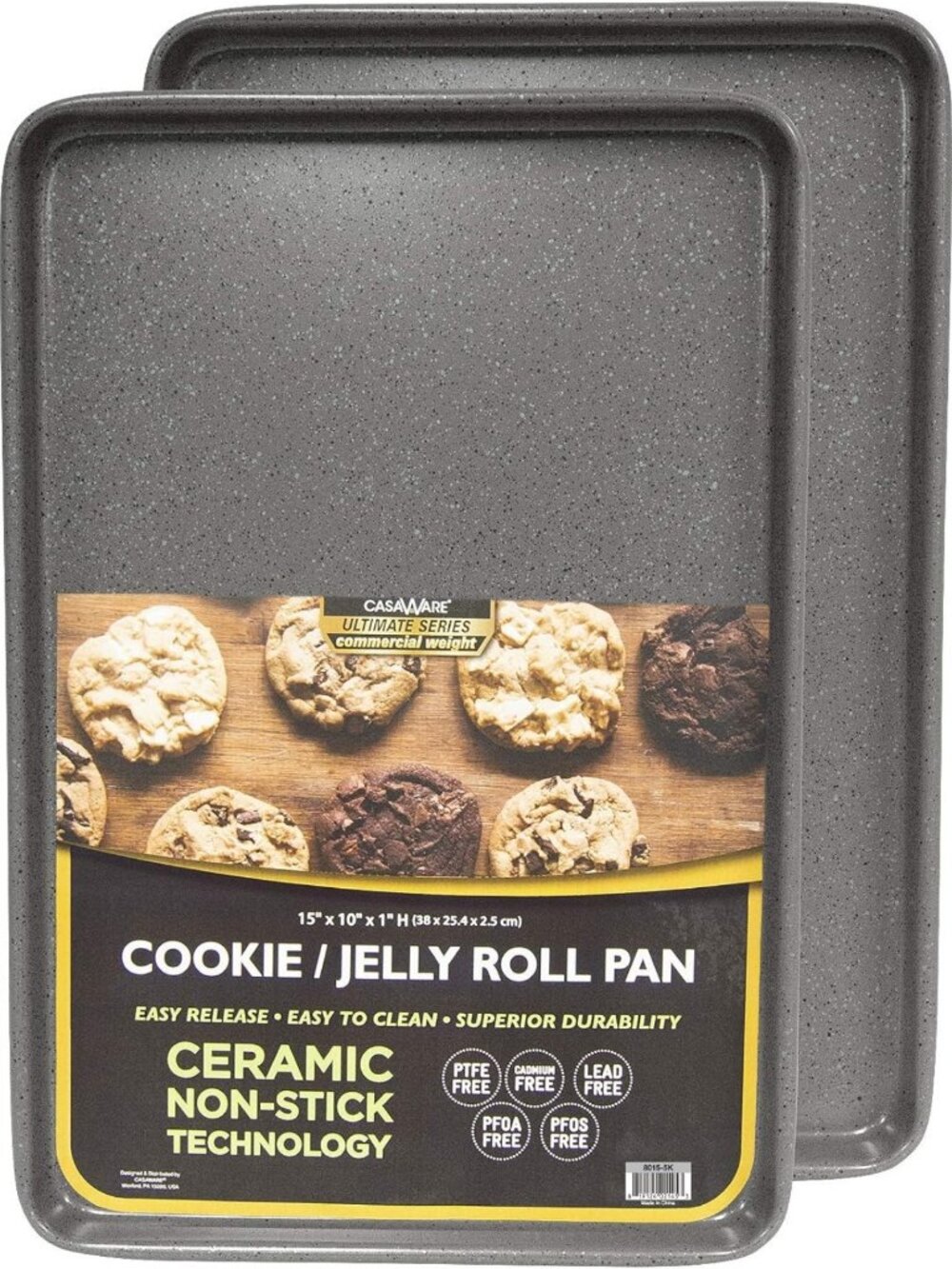 2pc Heavy-Duty Nonstick Cookie Sheet Set - 15x10 Inch Baking Trays for Perfect